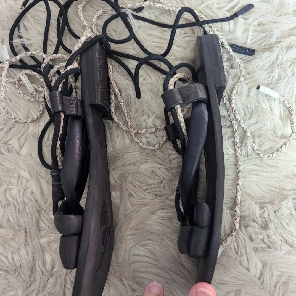 Free People Linden Wrap Sandal in Black